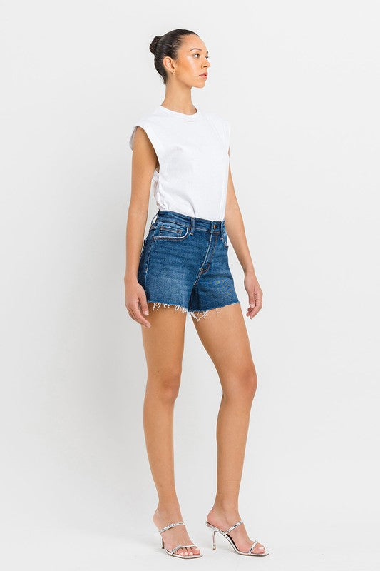 High Rise Slit Raw Hem A-Line Shorts - Vervet By Flying Monkey