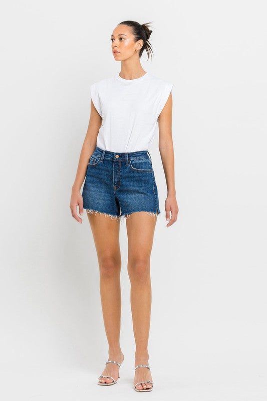 High Rise Slit Raw Hem A-Line Shorts - Vervet By Flying Monkey