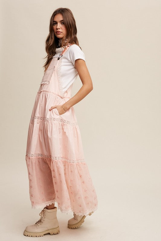 Laced and Tiered Romantic Overall Maxi Dress - Listicle