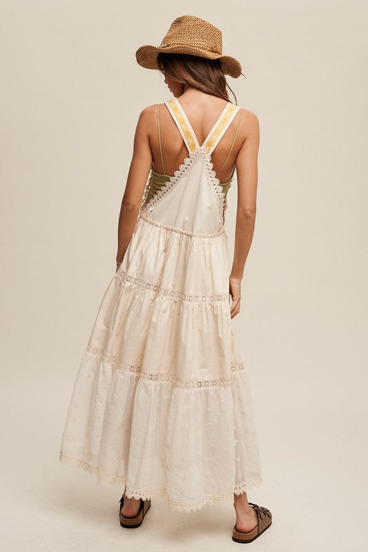 Laced and Tiered Romantic Overall Maxi Dress - Listicle