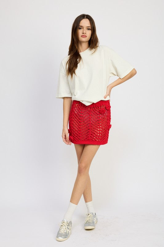 Crochet Mini Skirt With Rosette Detail - Emory Park