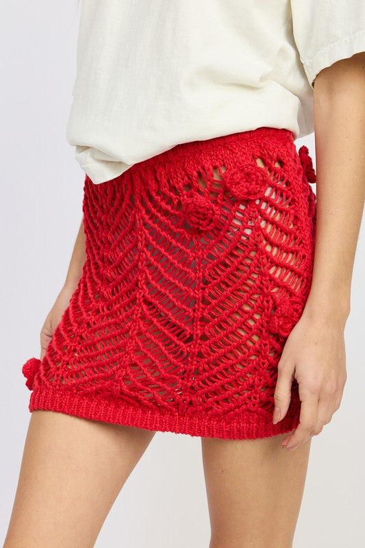 Crochet Mini Skirt With Rosette Detail - Emory Park