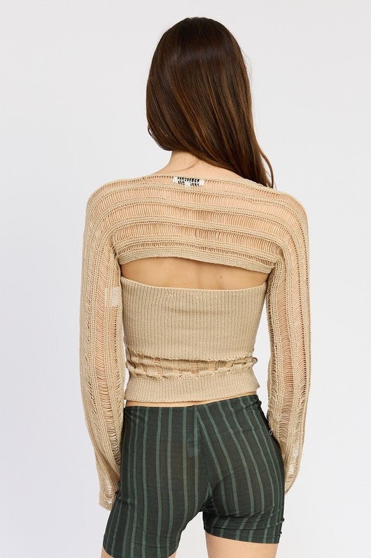 Distressed Sweater Tube Top - Emory Park