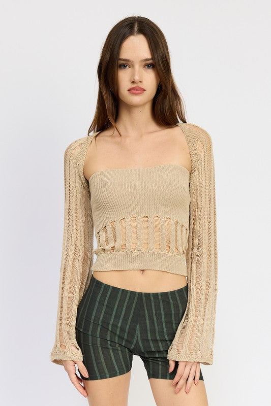 Distressed Sweater Tube Top - Emory Park
