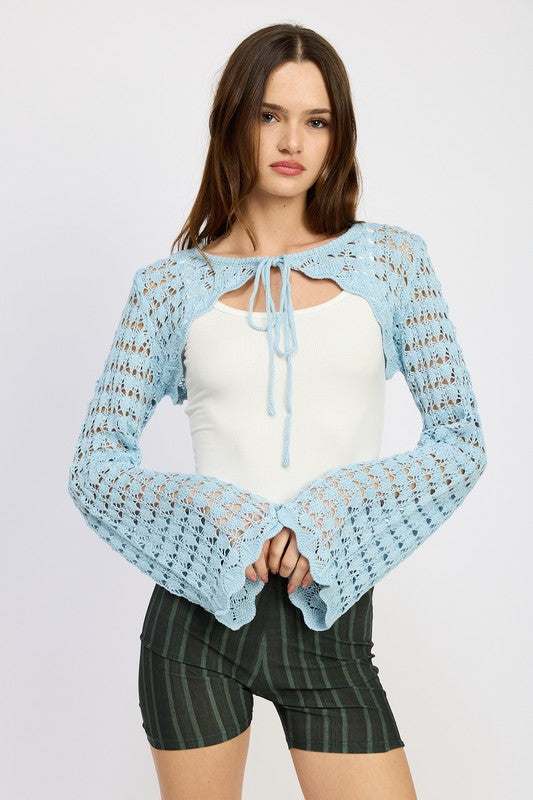 Crochet Bolero With Drawstrings - Emory Park