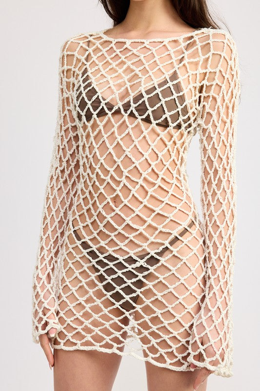 Bold Crochet Mini Dress With Open Back - Emory Park