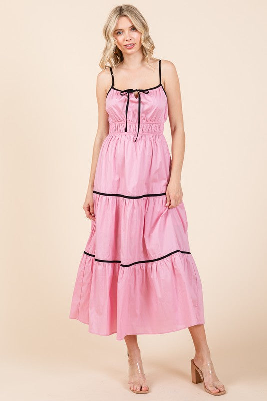 Piping Detailed Midi Sundress - GeeGee