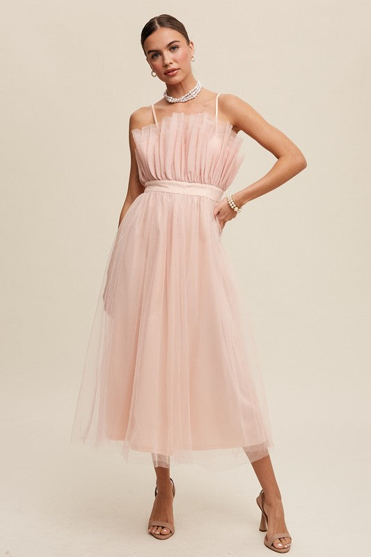 Paper Bag Frill Tulle Maxi Dress - Listicle