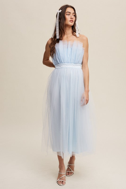 Paper Bag Frill Tulle Maxi Dress - Listicle