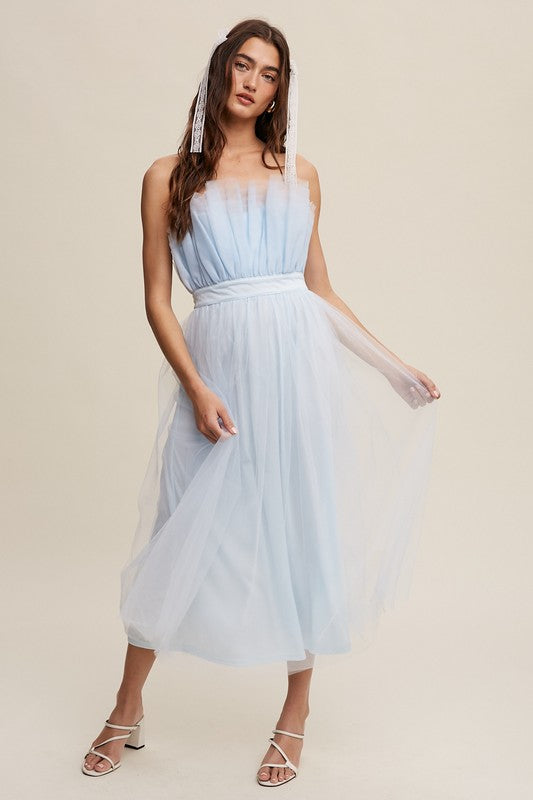 Paper Bag Frill Tulle Maxi Dress - Listicle