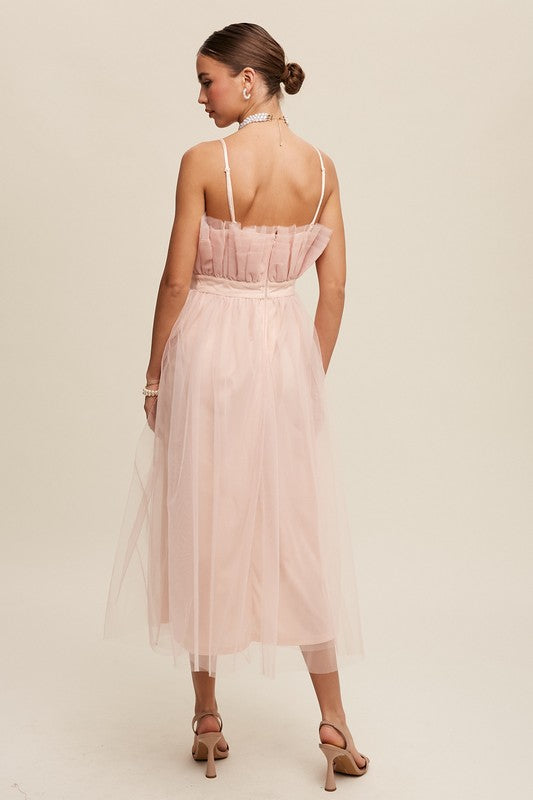 Paper Bag Frill Tulle Maxi Dress - Listicle