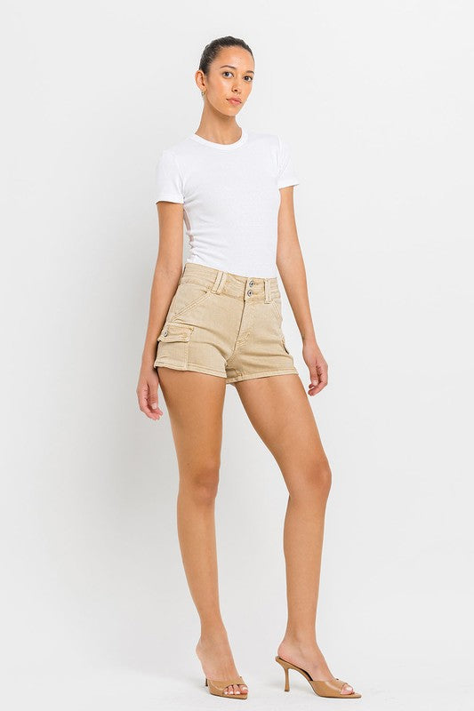 High Rise Cargo Shorts - Vervet By Flying Monkey