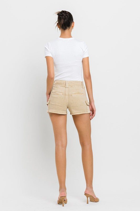 High Rise Cargo Shorts - Vervet By Flying Monkey