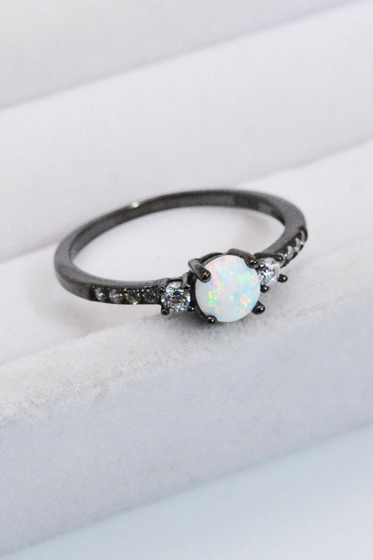 925 Sterling Silver Round Opal Ring **Pre-Order**