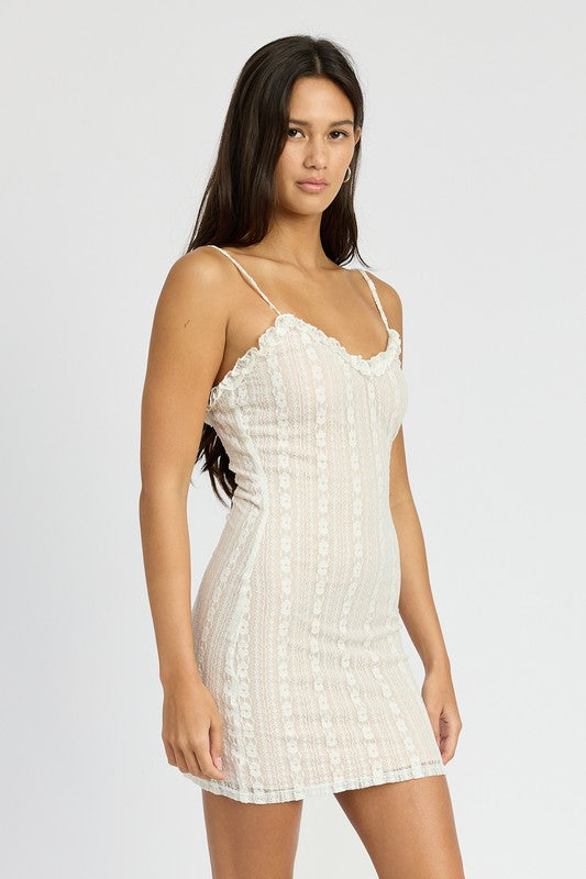 Emory Park Lace Mini Dress With Ruffle Detail