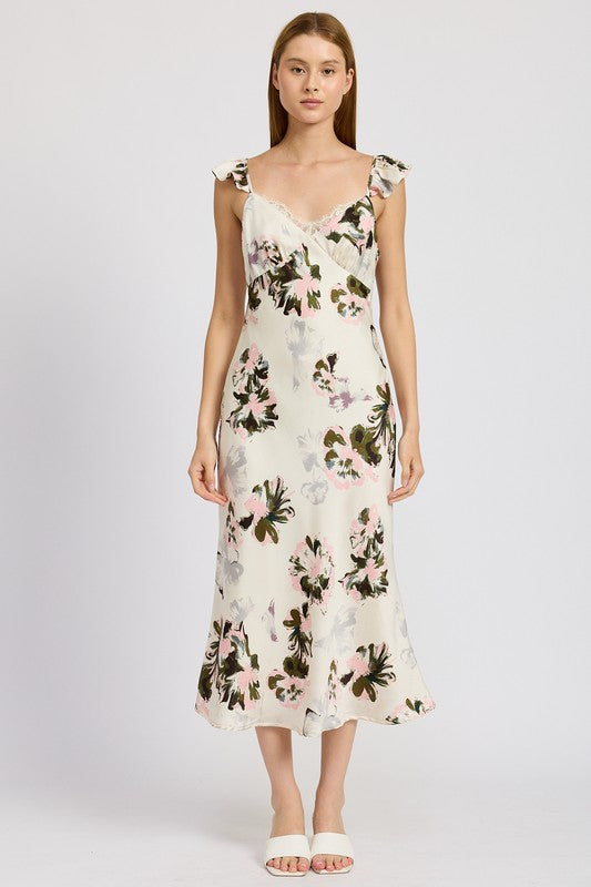 Emory Park Floral Midi Dress With Lace Detail