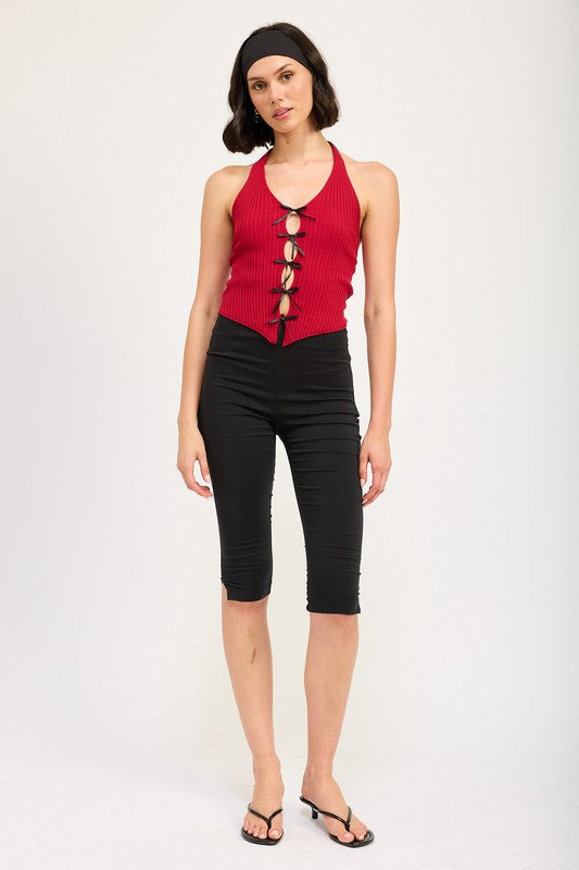 Halter Neck Top With Bow Details - Emory Park