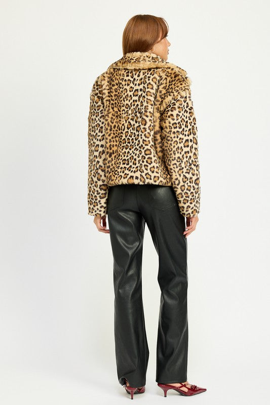 Animal Print Furry Jacket - Emory Park