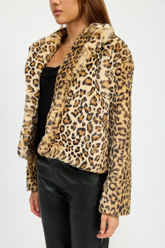 Animal Print Furry Jacket - Emory Park