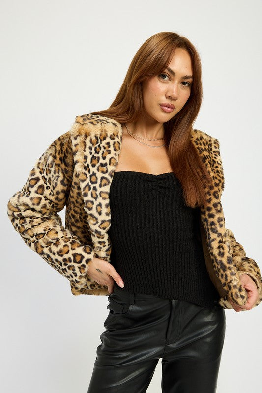 Animal Print Furry Jacket - Emory Park