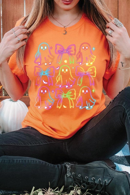 Coquette Neon Halloween Ghost Graphic Tee