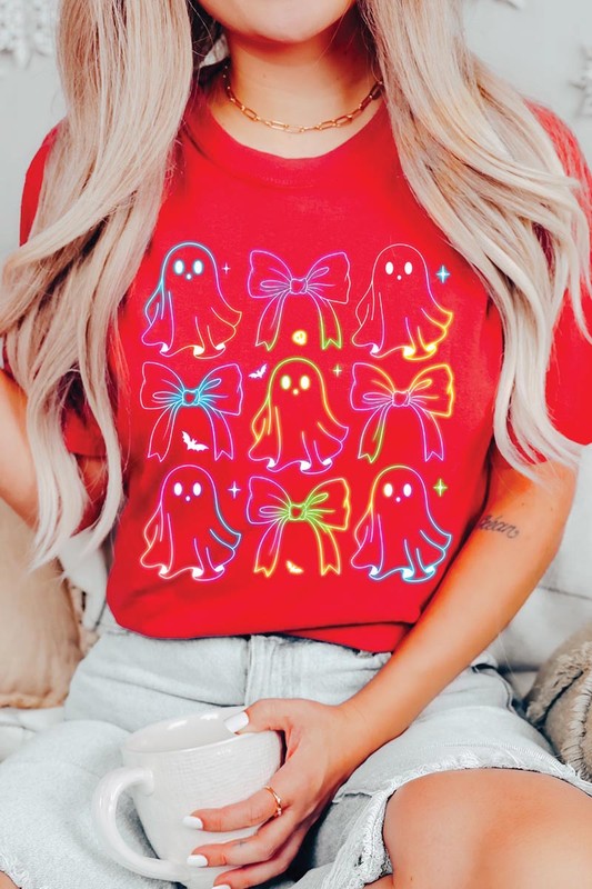 Coquette Neon Halloween Ghost Graphic Tee