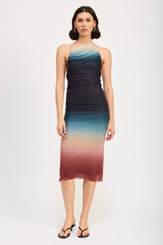 Halter Neck Ombre Maxi Dress - Emory Park