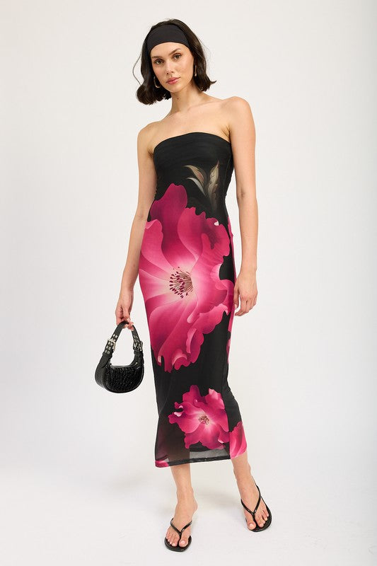 Floral Tube Midi Dress - Emory Park