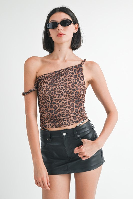 Printed Twist Shoulder Top - Emory Park