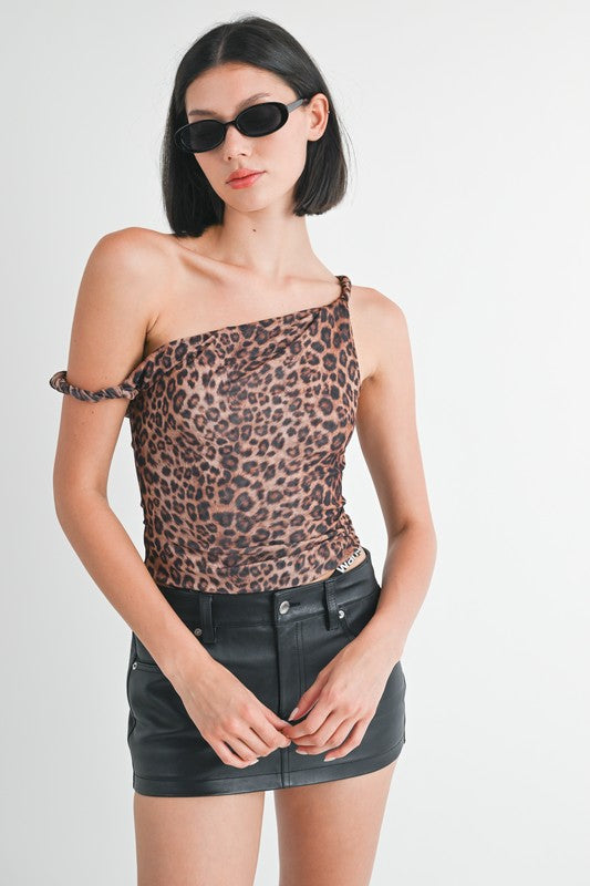 Printed Twist Shoulder Top - Emory Park