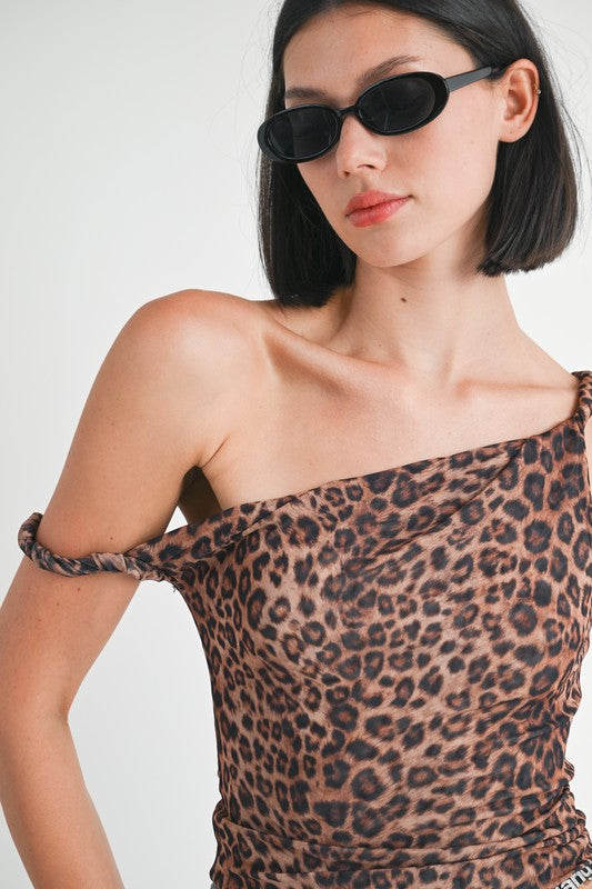 Printed Twist Shoulder Top - Emory Park