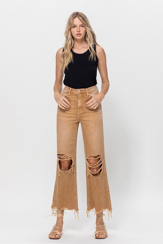 90S Vintage Crop Flare Jeans - VERVET By Flying Monkey