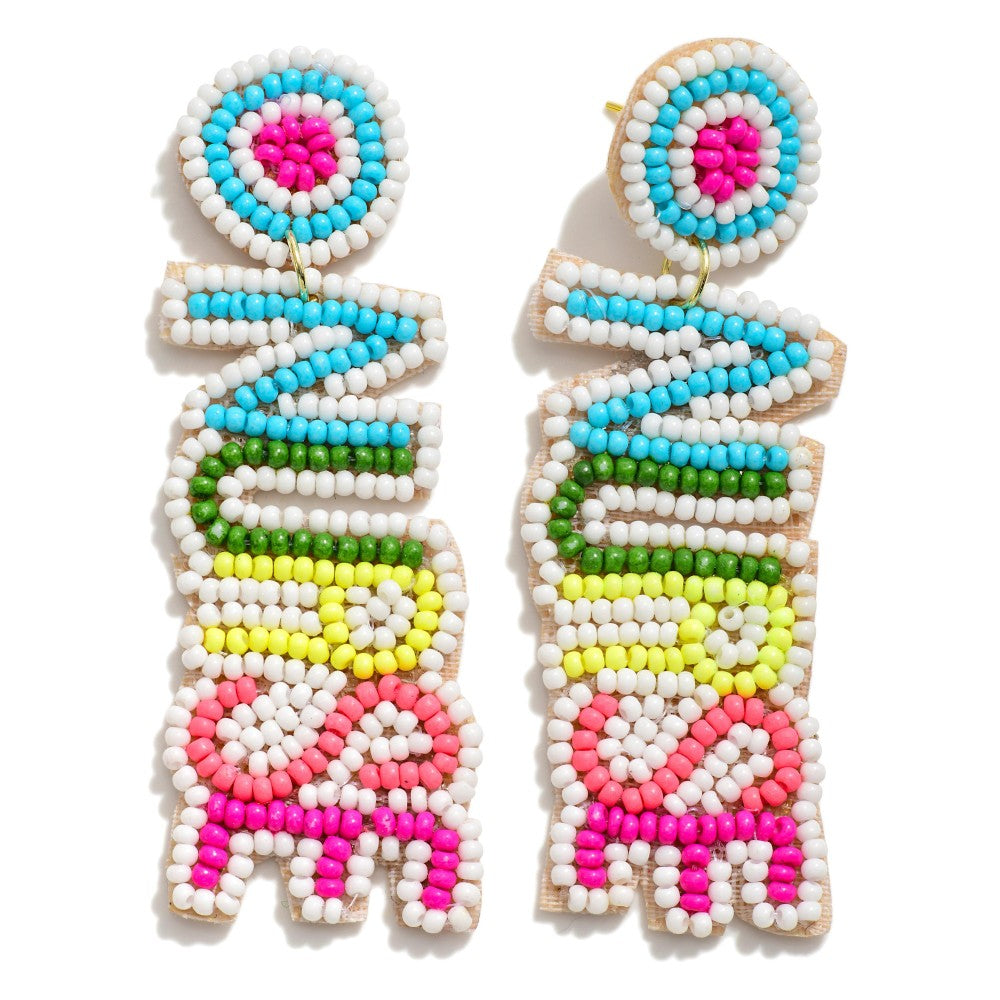 Nurse Bright Seed Beaded Drop Earrings