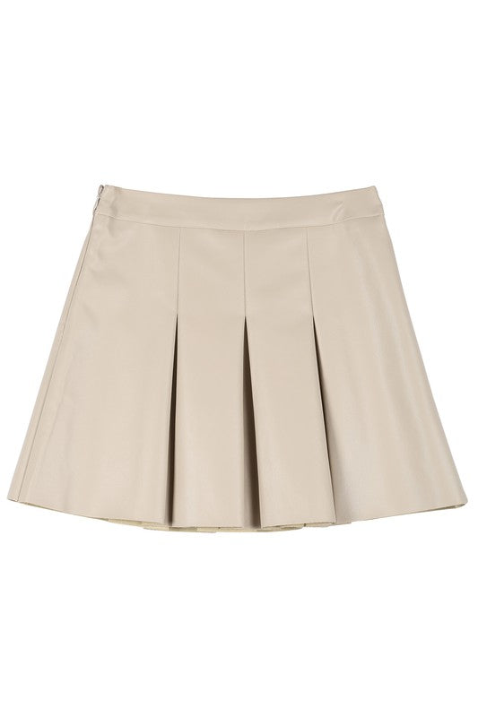 Vegan Leather Pleated Mini Skirt - Lilou