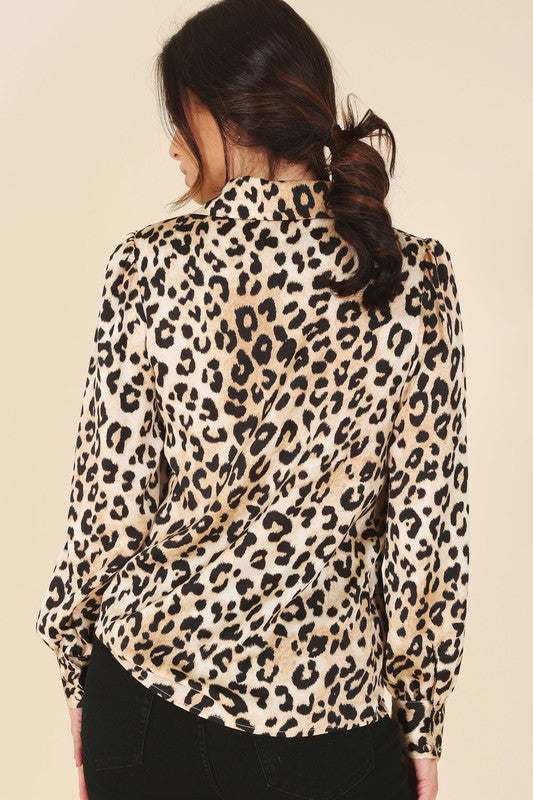 Satin Leopard Blouse - Lilou