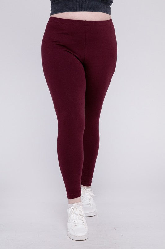 Plus Premium Cotton Full Length Leggings - Zenana