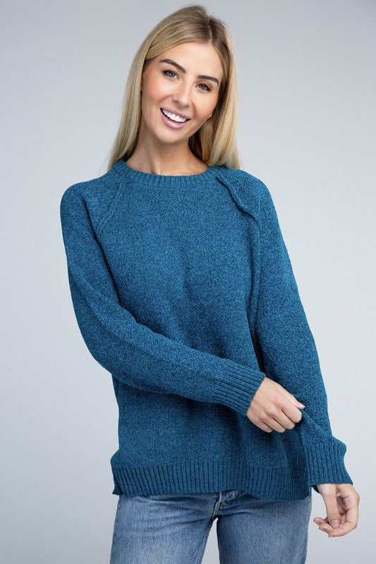 Raglan Chenille Sweater - Zenana