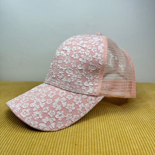 Hat - Light Pink Floral Snapback