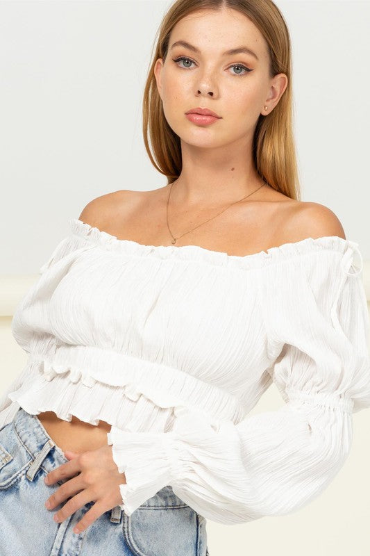 Dipped in Sugar Flounce Hem Blouse - HYFVE