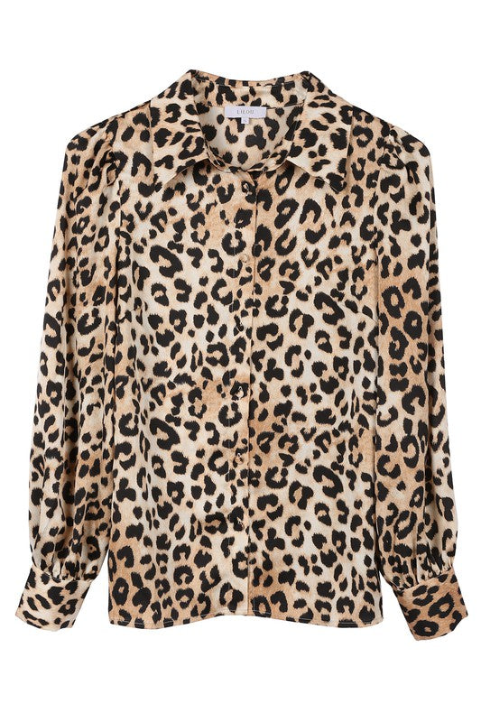 Satin Leopard Blouse - Lilou