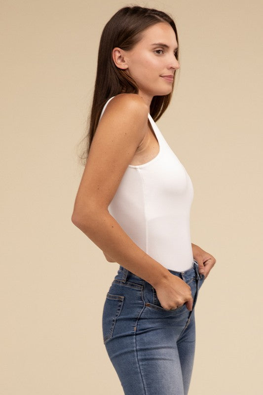 Boat Neck Sleeveless Padded Bodysuit - Zenana