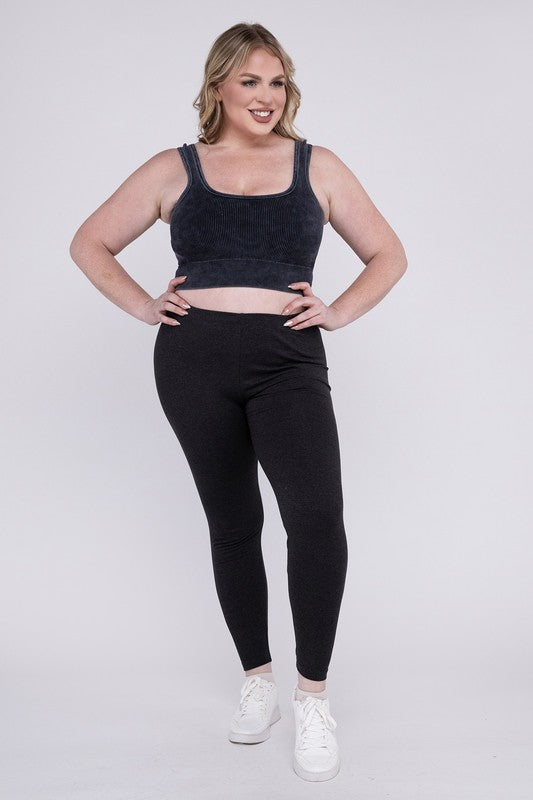 Plus Premium Cotton Full Length Leggings - Zenana