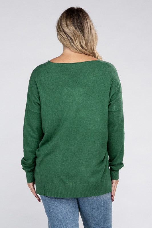 Plus Garment Dyed Front Seam Sweater - Zenana