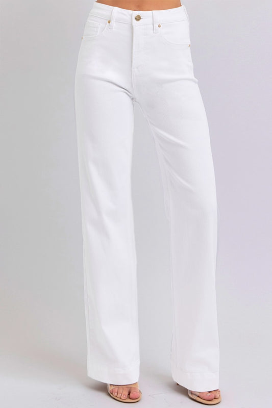 RISEN Full Size High Waist Straight Jeans - White