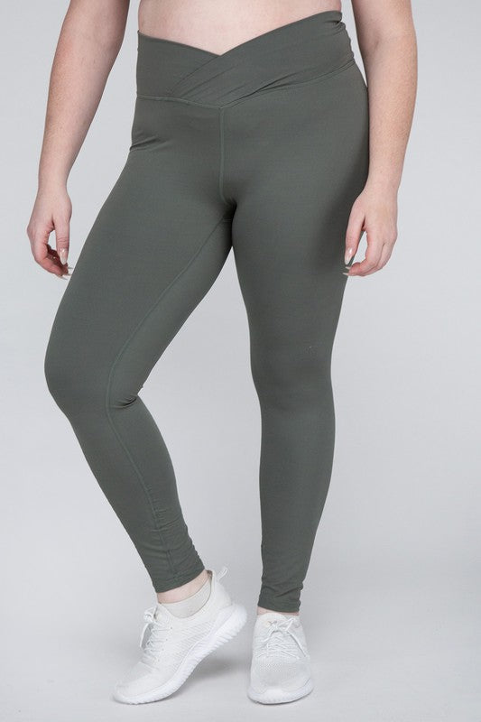 Plus Size V Waist Full Length Leggings - Rae Mode