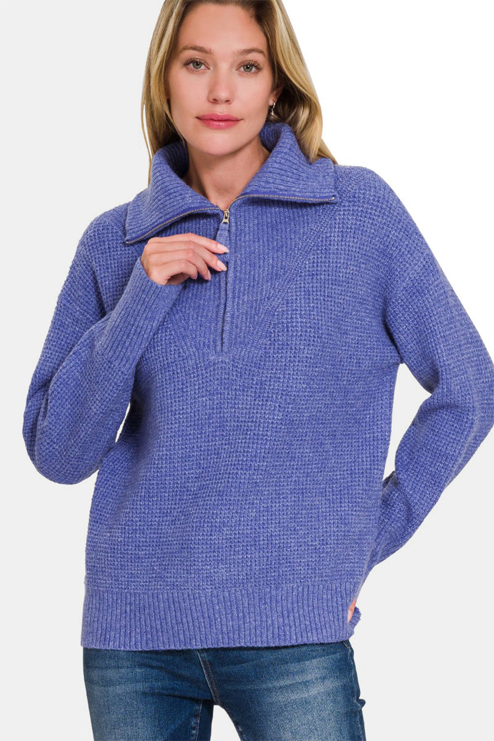 Zenana Half Zip Long Sleeve - Marlin