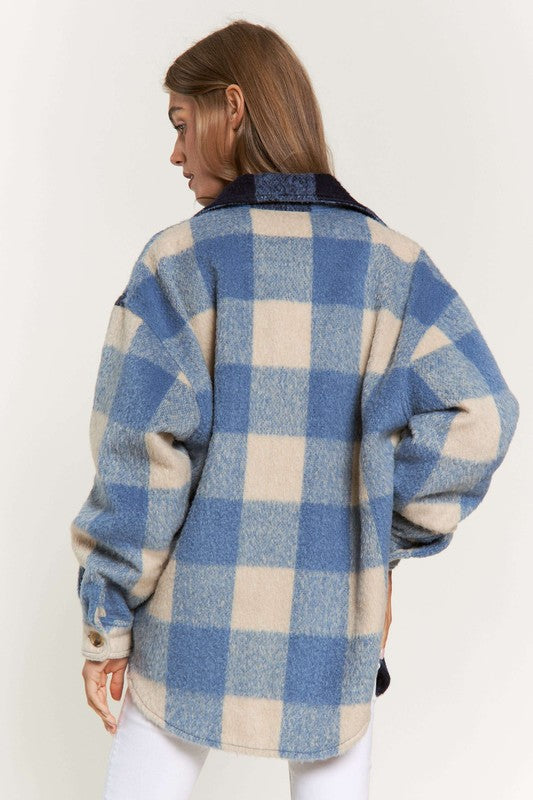 Plaid Chest Pocket Detail Shacket - Davi & Dani