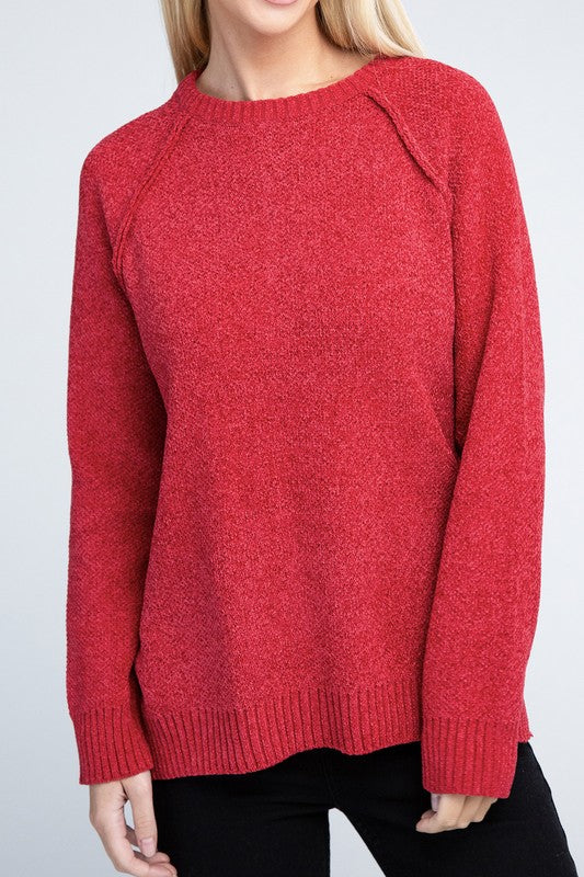 Raglan Chenille Sweater - Zenana