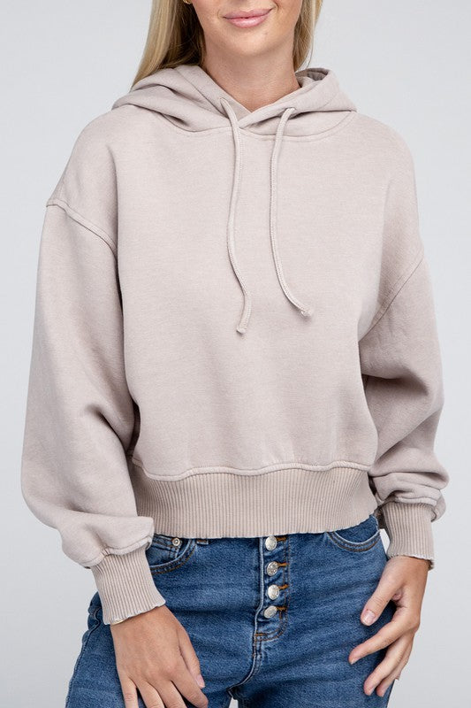 Acid Wash Fleece Hoodie - Zenana