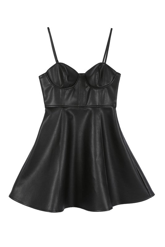 Vegan Leather Bustier Mini Dress - Lilou